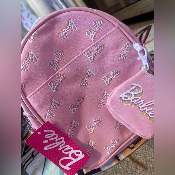 Mattel Handbags - Mattel ‘barbie’ pink faux leather mini zipper backpack & coin purse set